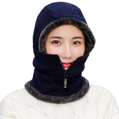 China New unisex COMMON CLIMATE winter knitting hats plus shear women wool dustproof bib velvet thick warm cycling hats for sale