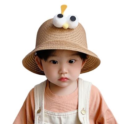 China Picture CLIMATE Children's Super Cute Straw Basin Hat Summer Baby Hat Dragonfly Fisherman Hat Bamboo Hat for sale