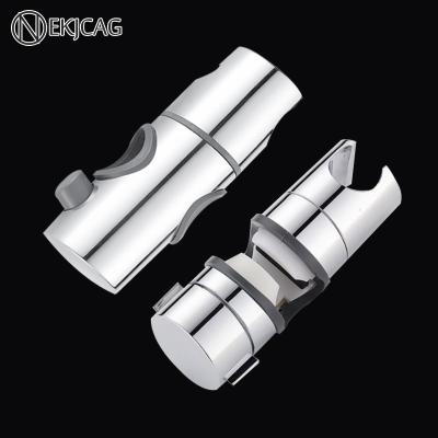 China Easy Installation Replacement Adjustable Bathroom Chrome Plated Plastic Hand Clamp Bracket Rail Bracket Shower Head Slider for sale