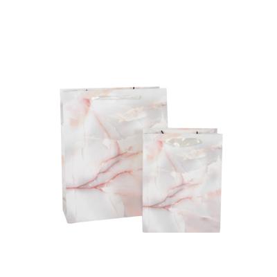 China Free Sample Luxury Paper Bag Recyclable Marble Printed Jewelry Watch Cosmetics Apparel Gift Bag Marble Paper Shopping Pouch for sale