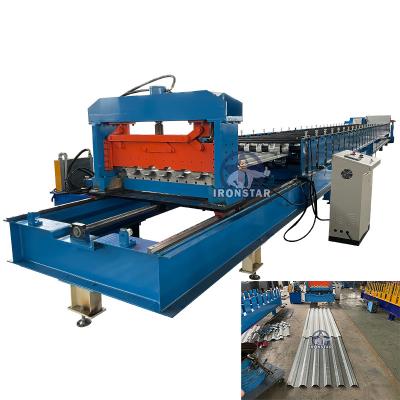 China Trapeziumvormende rollenvormende machine voor trapeziumvormende dakplaten voor Saoedi-Arabië Te koop