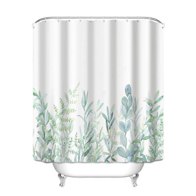 China Green Plant Sustainable Unique Home Bath Modern Design Decorative Shower Curtain for sale