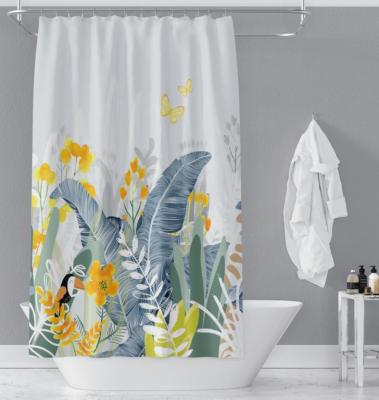 China Sustainable Flower Modern Decorative Shower Curtain Hooks Rust Resist 3D Shower Curtain for sale