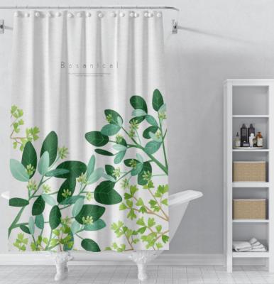 China Sustainable Leaves Natural Shower Curtain Bathroom Boho Custom Shower Curtains for sale