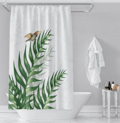 China Sustainable Leaves Natural Shower Curtain Custom Bathroom Shower Curtains for sale