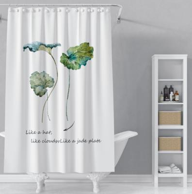 China Sustainable Leaves Natural Polyester Shower Curtain Bathroom Shower Curtains for sale