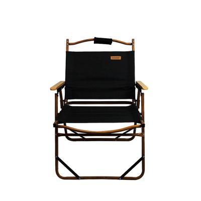 China Hot Sell Modern Outdoor Wood Grain Beach Furniture Leisure Aluminum Foldable Modern Camping Chair Big Chair for sale