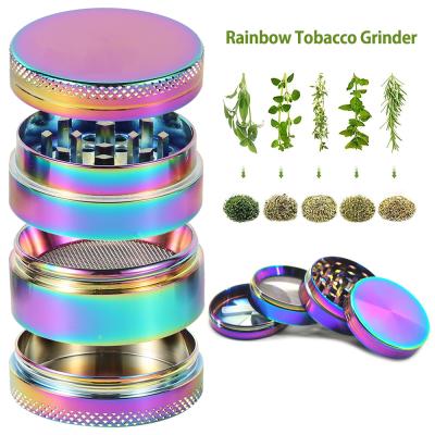 China Rainbow Tobacco Accessories 4 Piece 40mm Metal Tobacco Herb Spice Grinder Zinc Alloy Metal Grinding Smoking Grinder for sale