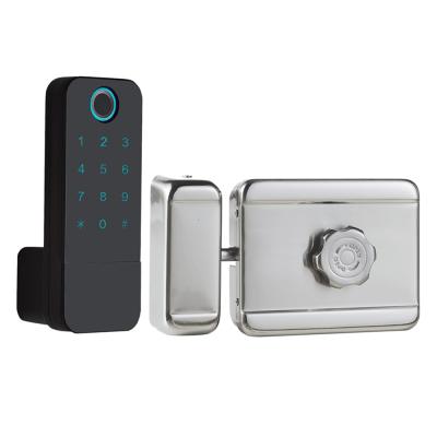 China Courtyard Auto Door Lock Door Fingerprint Door Lock Electronic Double Sided Smart Lock for sale