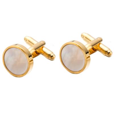 China New Fashion Style Design Shirt Cufflinks French Gold Plated Copper Shell Sleeve Studs 18k Gold Plated Wedding Gift for Men for sale