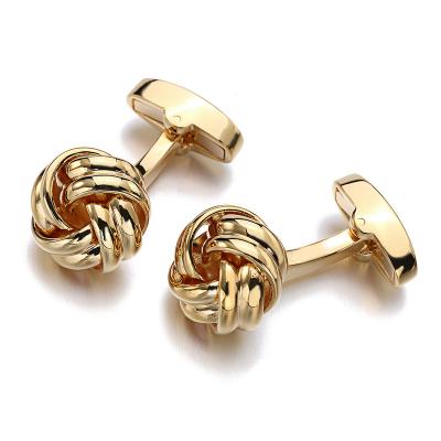 China New Fashion Romantic Copper Design Twisted French Shirt Cufflinks Copper Sample 18k Gold Plated Cuff Wedding Buttons Gift For Men for sale