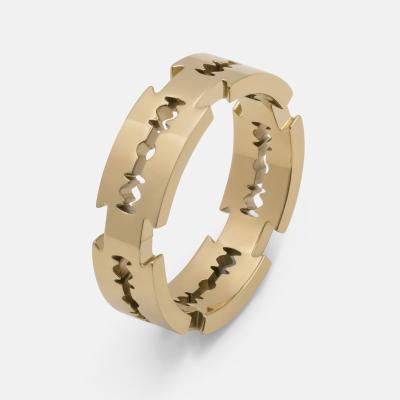 China Hiphop Men Women Shape Hiphop Jewelry Rock Personality Blade Shape Gold Plated Stainless Steel Ring for sale