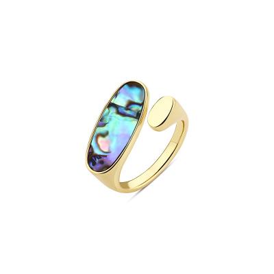 China Trendy Fine Abalone Shell Sterling Silver Oval Women Ring from Paua Nature Simple Design Fashion Jewelry for sale