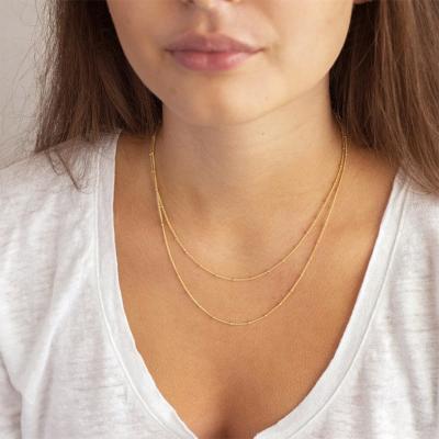 China CLASSIC Hot Selling Delicacy Multi Layer 18K Satellite Gold Plated Stainless Steel Chain Necklace Jewelry for sale