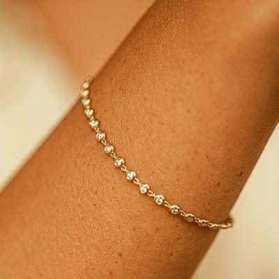 China Custom High Quality 8Mm Stainless Steel Tennis Charm Bracelet Bangle Gold Plated Bracelet 18K Women for sale