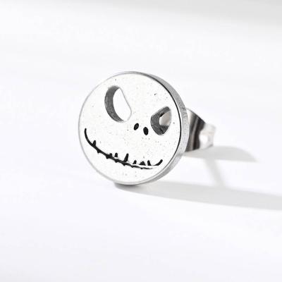 China Punk Hip Hop Style Halloween Grimace Mask Earrings Personalized Stainless Steel Stud Earrings For Men Jewelry for sale