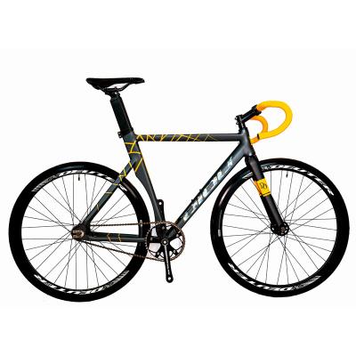 China Carbon Fiber Fashion 700c New Alloy Frame Carbon Fork Smooth Weld Single Gear Glossy Logo Fixed Gear Bike for sale