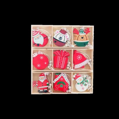 China Luxury Raw Wood Color Printing Santa Snowman Hanging Decor For Holiday for sale