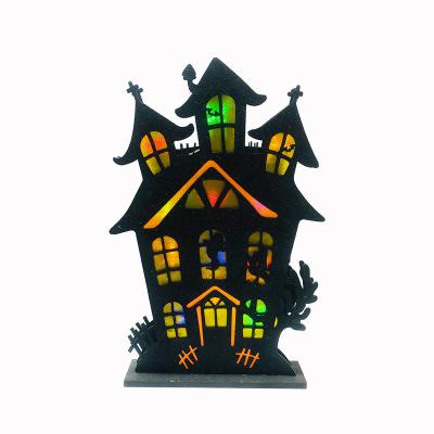 China Battery Power Halloween Decoration Luxury Wooden Craft Haunted House Ornaments for sale