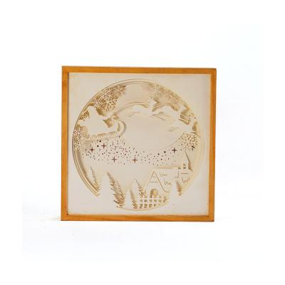 China Cartoon Picture Frame Christmas Lighting Box Luxury Wooden Square Indoor Light Decorations for sale