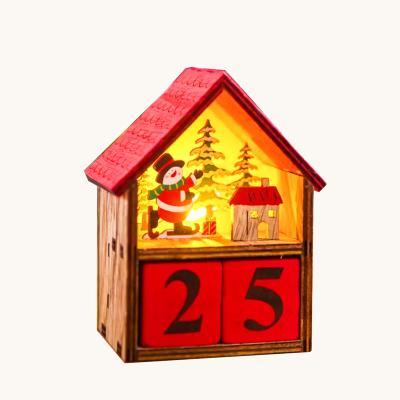 China Luxury Desktop Decor Wooden Number LED Light 30 Day Advent Calendar for sale