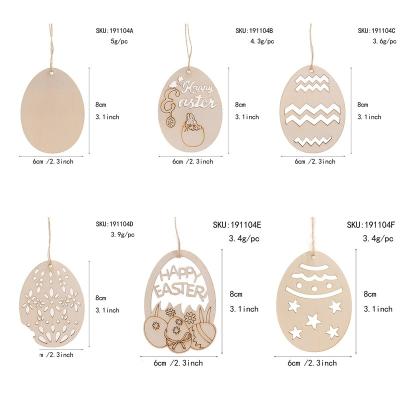 China Folk Art Customize Laser Cut Wooden Easter Eggs Hanging Ornaments DIY Craft Decor Pendants Supplies for sale