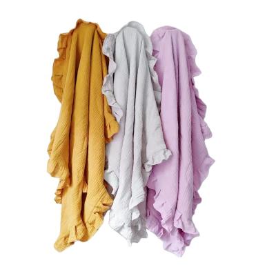 China European and American style hot sale organic cotton ruffle blanket baby wrap baby blanket blankets wholesale for sale