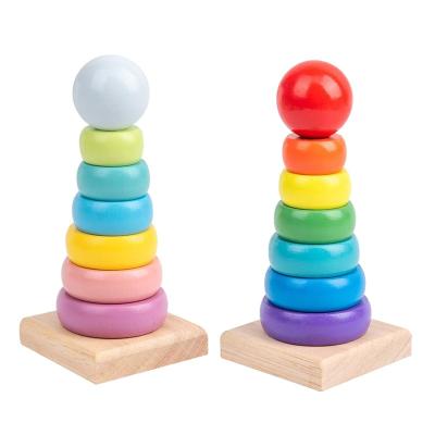 China Toy Tower Teaching Aids Baby Stacking Colorful Intelligence Stacking Toy Children Birthday Gift Ring Tower Toys Early Educational for sale