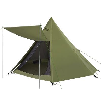 China Durable Cotton 3-8 Person Camping Tent Indiana Pyramid Canopy Arrow With Front Hall Outdoor Camping Tent for sale