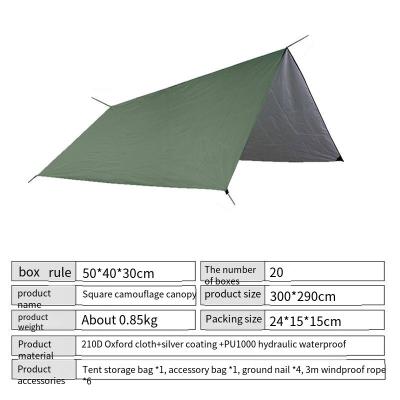 China Outdoor Waterproof Multi-person Sun Canopy Tent Multi-person Sunshade Tent Adventure Camping Square Canopy for sale