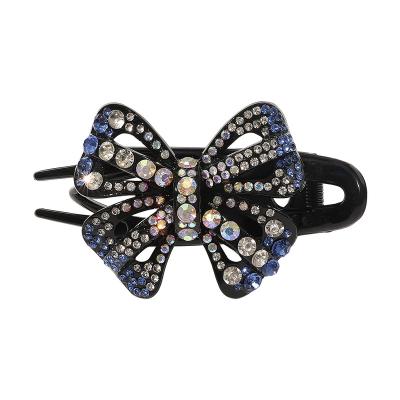 China Friendly Material Hot Selling Traditional Chinese Hair Claw Cuts Rhinestone Bow Resin Cuts Hair Accessories for sale