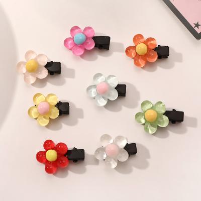 China Cute Cute Flower Kids Hair Clip Mini Acrylic Soft BB Clip Hair Accessories for sale