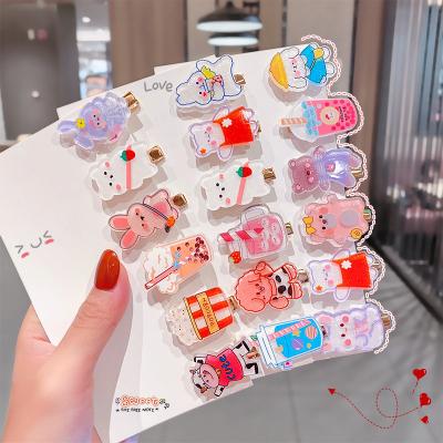 China Bright Colors 10 Pcs Cute Child Barrettes Kids Hair Clips Girl Cartoon Hair Clips Set For Kids Clips Hair Accessories Acrylic for sale