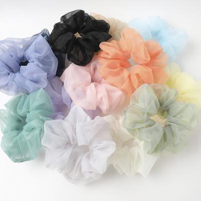 China 2021 Big Half Organza Half New Scrunchie XXL Soft Mesh Scrunchies Scrunchies Silk Hair Tie for sale