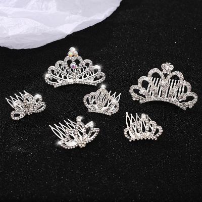 China Rhinestone Tiaras Party Wholesale Rhinestone Comb Crown Hair Clips Crystal Kids Girls Princess Tiaras for sale