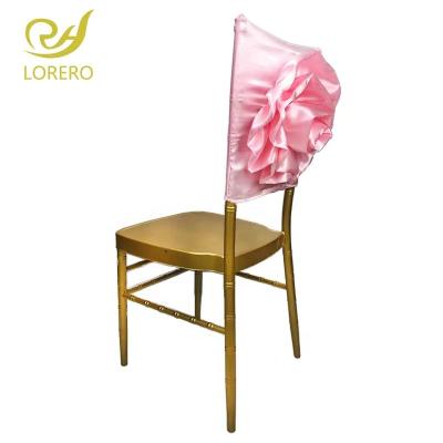 China Simple Fancy Taffeta Cheap Chair Hood With Big Flower For Cover Chair Wedding for sale