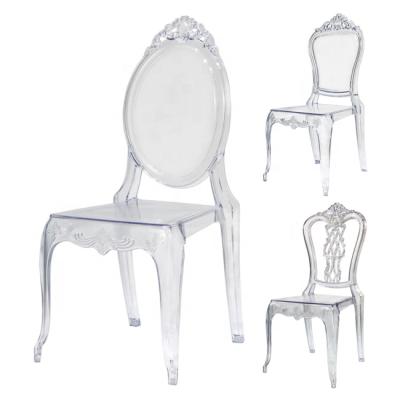 China New Style Modern Cafe Chair Transparent Acrylic Resin Wedding Crown Chair for sale