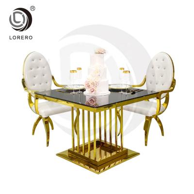 Cina (Size)Adjustable Fashionable Square Gold Stainless Steel Banquet Dining Wedding Table in vendita