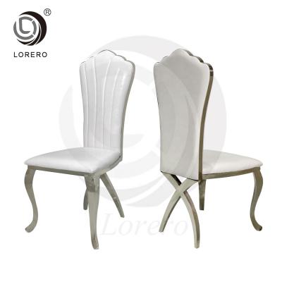 China Silver Stainless Steel Hotel Wedding Party Chairs (Height) High Adjustable Back Banquet Chair for sale