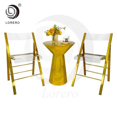 China New Design Party Event Modern Acrylic Stainless Steel Clear Folding Dining Chairs Wedding for sale