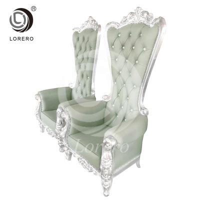 China Hotel Chair Luxury High Back Green PU Leather Wedding King And Queen Chair Party Chair for sale