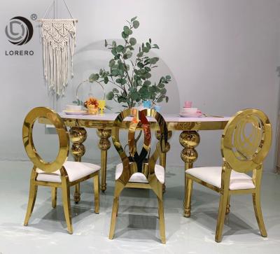 China (Size)New design party event stainless steel frame half moon s shape adjustable wedding kid table and chair for sale