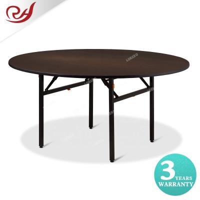 Cina Hotel restaurant solid wood dining table, round design restaurant table wooden folding banquet table in vendita