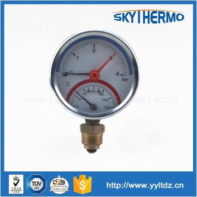 China industrial iron case double needle thermometer hot water pressure and temperature combination measurement for sale