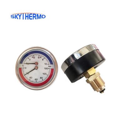 China Black Case 2.5inch Iron or ABS Steel Thermomanometer Pressure and Temperature Gauge Back Case Connection for sale