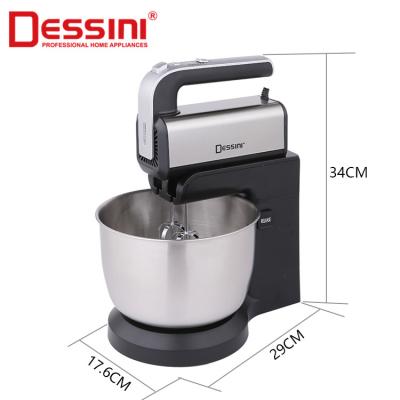 China DESSINI Knob High Quality Wholesale Professional 2 Beater Ejector In 1 Stand Mixer 360 Rotation Table Hand Mixer Egg And Flour Stand Mixer for sale