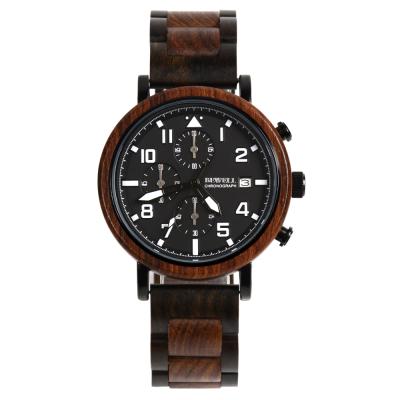 China Luxury Metal Wood Watch Non-Specific Wood Watch With Chronograph Date Quartz Watch for sale