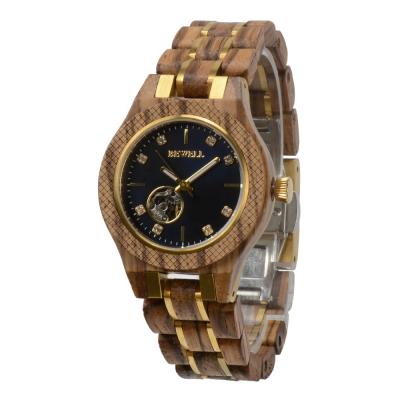 China Luxury Brand Women Wristwatches Women Automatic Wristwatch Charm Wooden Skeleton Automatic Watch Water Resistant for sale