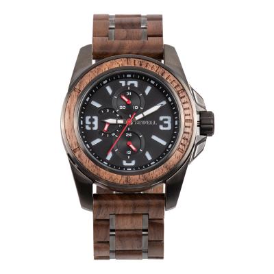 China Good Quality Chronograph Men Wrist Watch Quartz Chronograph Watch Black Sandalwood Luxury Watch for sale