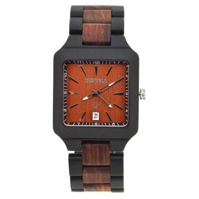 China Japanese Square Wooden Wrist Watch Date Movement Men's Wrist Watch Popular Model Automatic Wrist Watch for sale